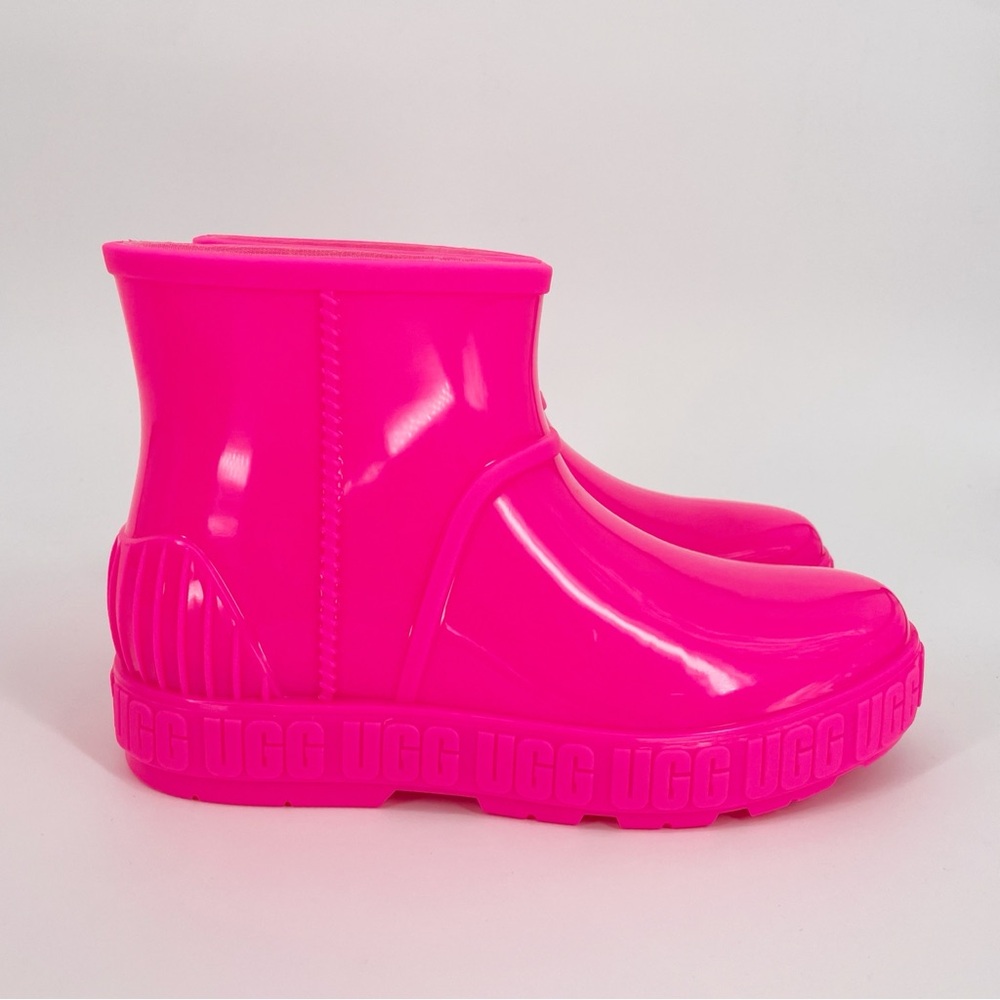 Ugg Big Kids Drizlita Rain Boots Pink Sherpa Lined Waterproof Shoes Women’s 7, 8